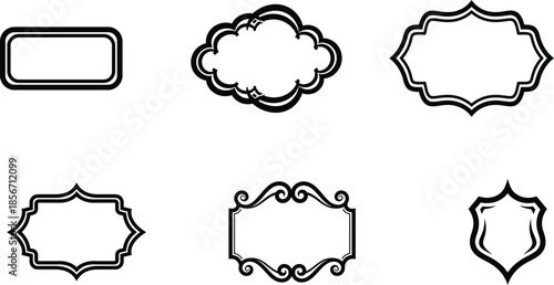 Collection of various ornate empty label designs and frames for graphic design