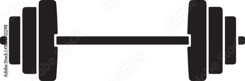 Black and white barbell weight lifting icon for fitness and gym