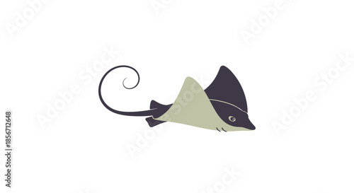 A graceful and stylized illustration of a stingray, showcasing its distinctive flattened body and long, curled tail.