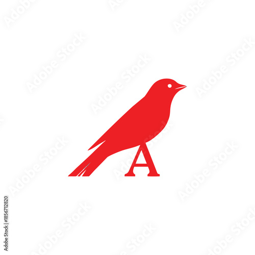 vector illustration of a red bird