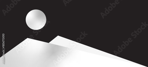 Landscape silver mountain and silver moon