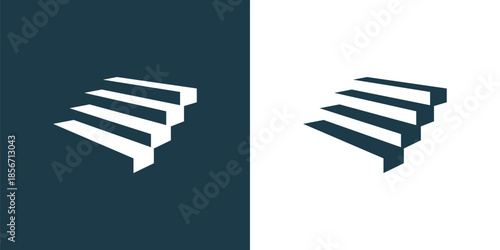 Geometric linear stair silhouette logo - Minimalist architecture and growth icon design