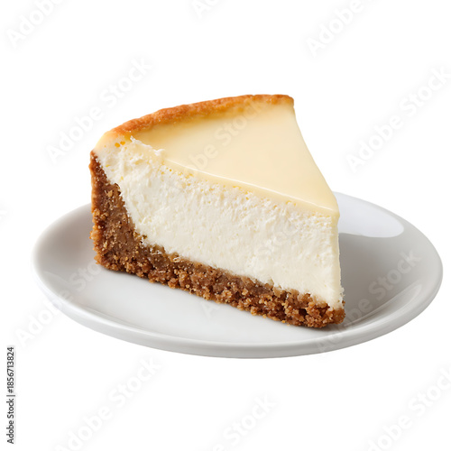 Plain New York Style Cheesecake isolated on white background