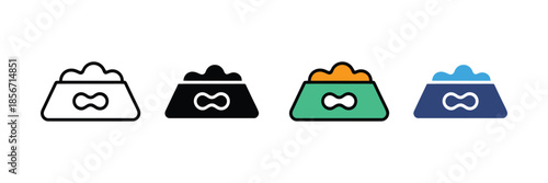 pet food bowl icon set  for animal care and feeding applications isolated on white background, Vector illustration