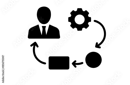 Invisible Business Workflow Silhouette Icon Vector – Abstract Minimal Style