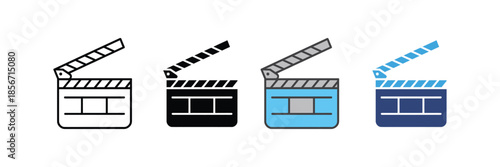 movie clapper icon set. cinema clapper symbol. vector illustration