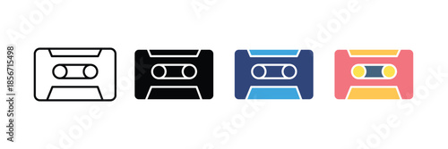 cassette tape icon set. old vintage record symbol. vector illustration