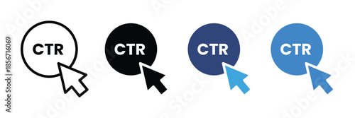 click-through rate (ctr) with mouse cursor interaction icon set isolated on white background, Vector illustration