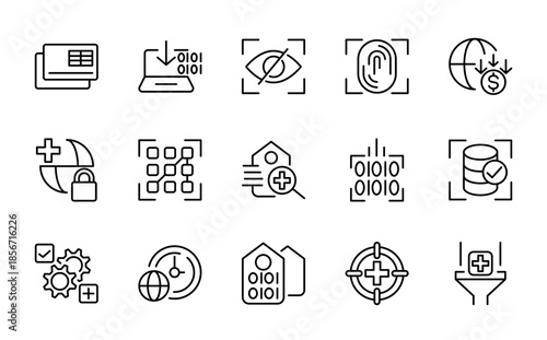 Access Control icon set. Authentication, secure user login, and identity validation line icons