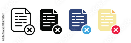 Document rejection or removal icon set  for digital use isolated on white background, Vector illustration