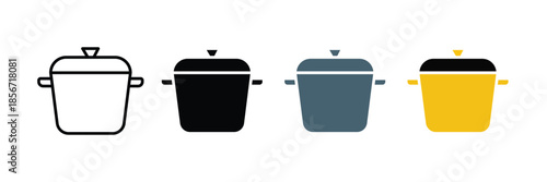 cooking pot iconset for kitchen and culinary designs isolated on white background, Vector illustration