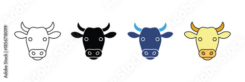 Collection of cow head icon set isolated on white background. vector illustration