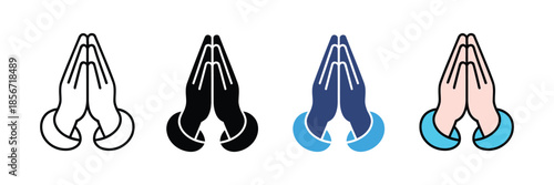 Prayer hand icon set. Gesture greeting symbol. faith icon. vector illustration