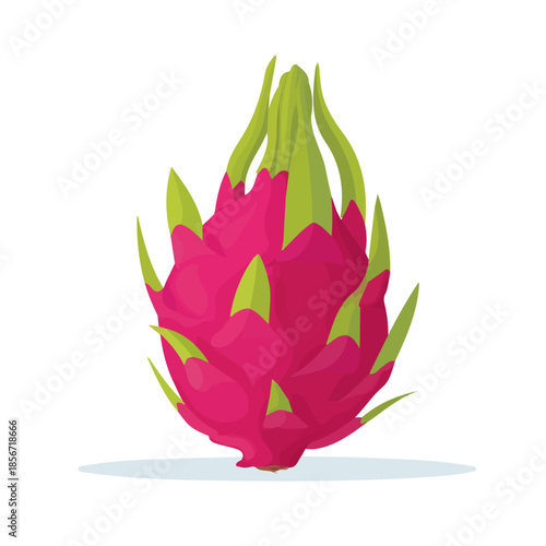 2D flat vector illustration of Dragon Fruit, designed in a clean icon style and isolated on a white background.