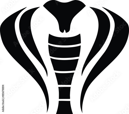Minimalist stylized king cobra snake head black silhouette vector illustration