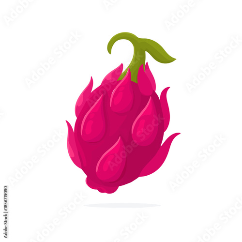 Simple flat 2D vector graphic of Dragon Fruit, modern icon look, displayed on a pure white background.