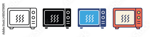 Microwave icon set. Oven symbol. kitchen cooking food heating icon. vector illustration 