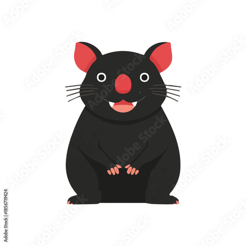 Simple flat 2D vector graphic of Tasmanian Devil, modern icon look, displayed on a pure white background.