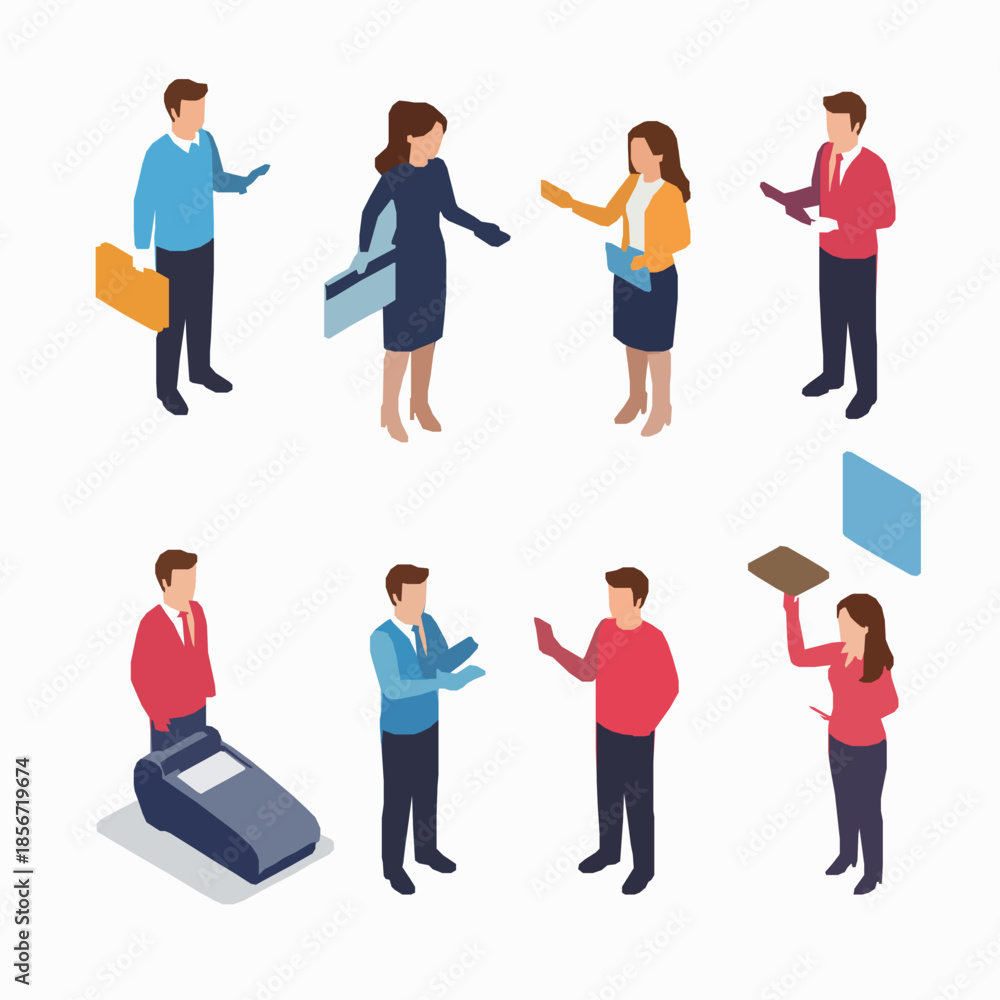 Fototapeta premium Isometric 3D Payment Icons – Credit, Debit, POS, Smartphone