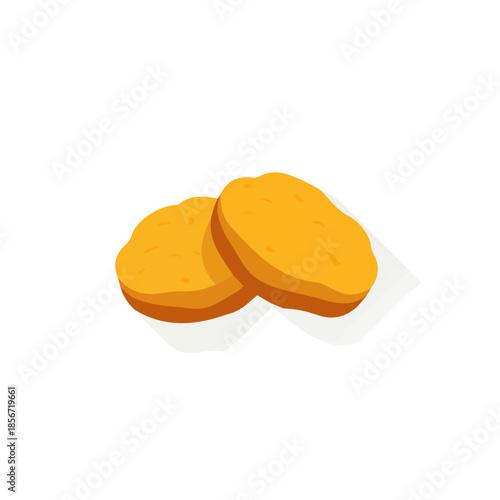 Chicken Nuggets, modern 2D flat vector illustration in icon style, isolated on pure white background.