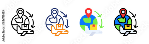 Global Shipping Icon Multiple Style Collection Set 