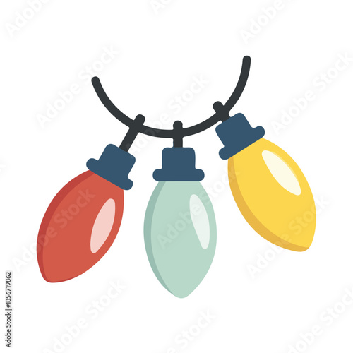 Simple flat 2D vector graphic of Christmas Lights, modern icon look, displayed on a pure white background.