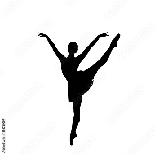 Silhouette of a Ballerina Performing an Attitude Dance Position.