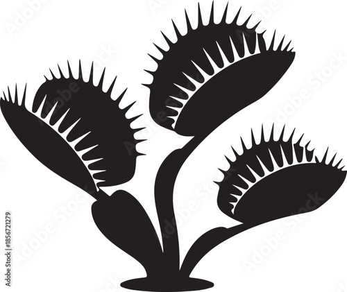 Silhouette of Venus Flytraps isolated on transparent background