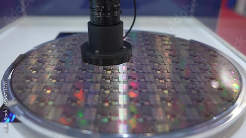 silicone wafer under the microscope,integrated circuits to manufacture CPU and GPU