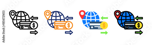 International Transaction Icon Multiple Style Collection Set 