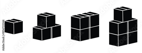 Collection of shipping icons, boxes, or stacks of cardboard