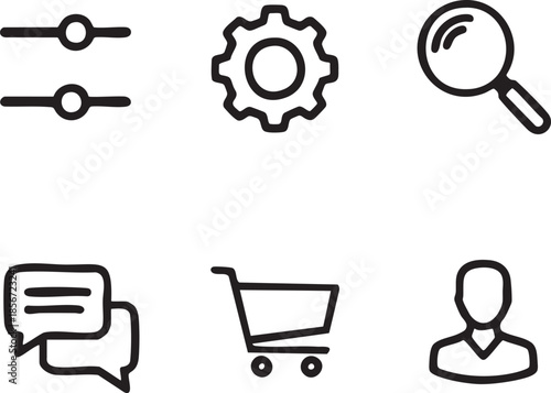 gear,gear,magnifier,home,shopping cart,shopping cart,person,chat bubble,slider,camera,camera,gear.eps