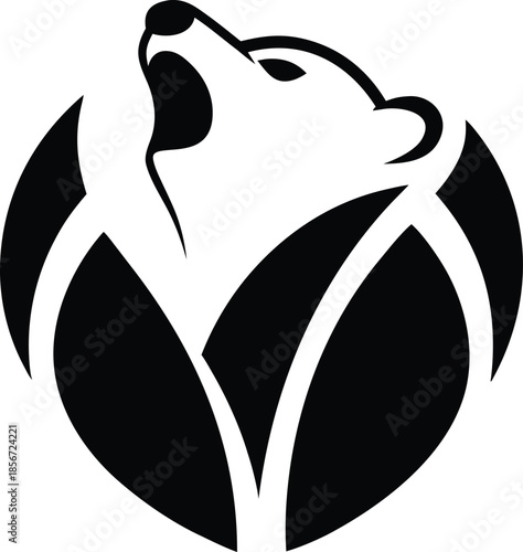 Stylized roaring bear head mascot emblem silhouette vector illustration
