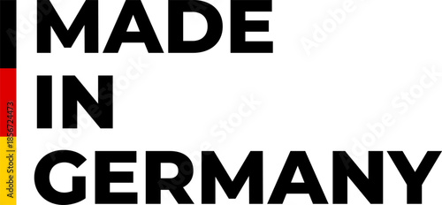 Label shows made in Germany with national colors and stylish design featuring simple text format