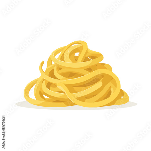 Fettuccine Alfredo, modern 2D flat vector illustration in icon style, isolated on pure white background.