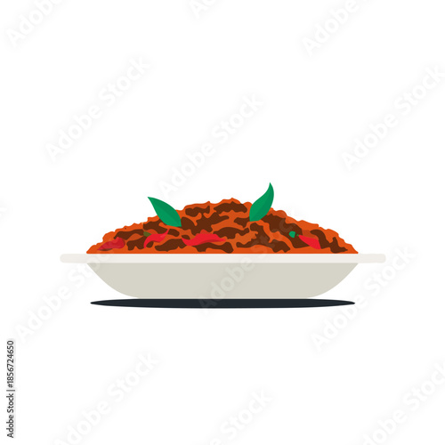 Ropa Vieja in a clean 2D flat vector icon style, minimal and simple, set on a plain white background.