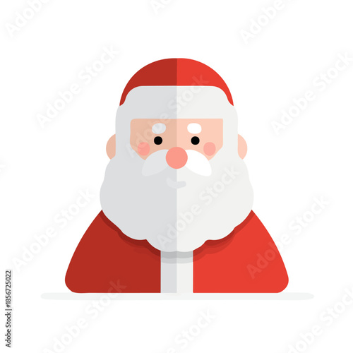 Simple flat 2D vector graphic of Santa Claus, modern icon look, displayed on a pure white background.
