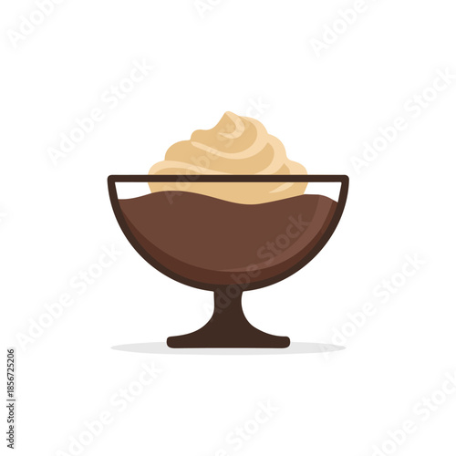 Simple flat 2D vector graphic of Chocolate Mousse, modern icon look, displayed on a pure white background.