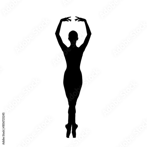 Elegant Silhouette of a Ballerina Dancing Gracefully in Pointe Shoes.