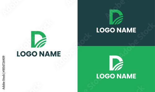 Nutrition Brand Logo with Letter D and Leaf Symbol Vector