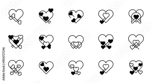Charming heart icons symbolizing love connection and affection perfect for romantic themes and Valentine's Day designs