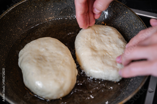 Fried Pies Made from Yeast Dough in a Hot Pan