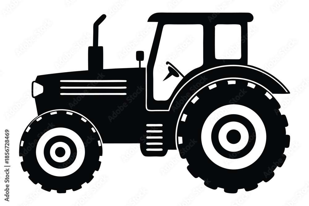 Obraz premium tractor silhouette line art vector illustration