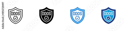 DDoS Protection Multiple Style Icon Design Vector - Defense system protecting servers and networks from distributed denial attacks