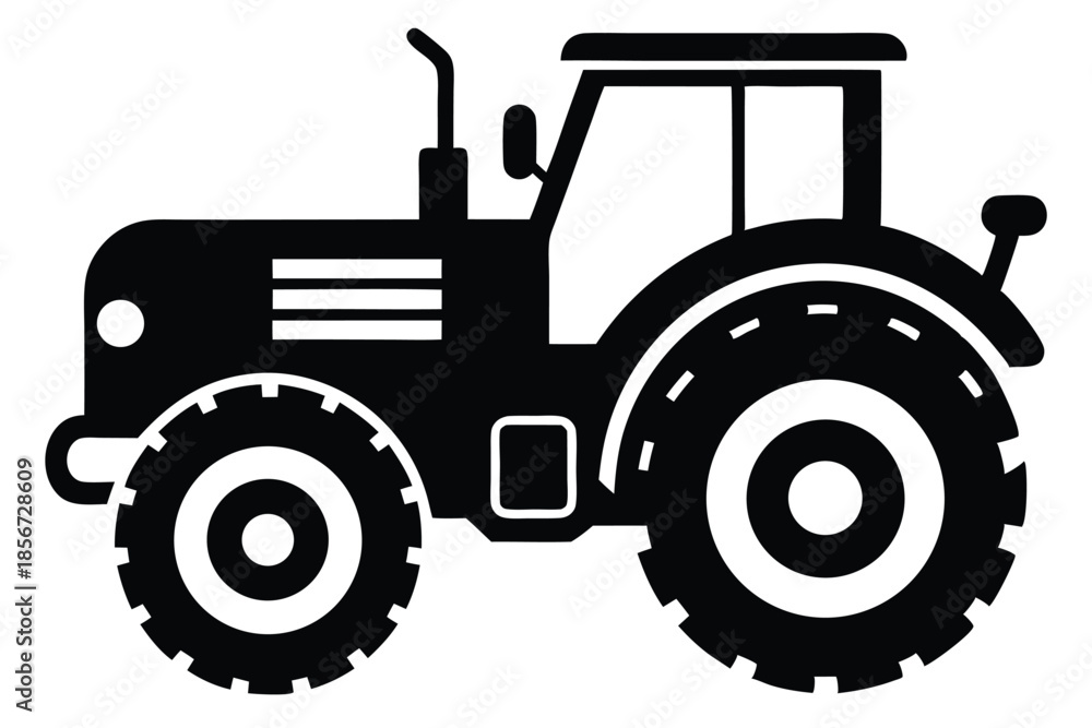 Obraz premium tractor silhouette line art vector illustration