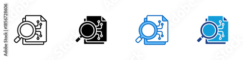 AI Analysis Multiple Style Icon Design Vector - Artificial intelligence analyzing documents and data to extract insights, patterns, and intelligent results