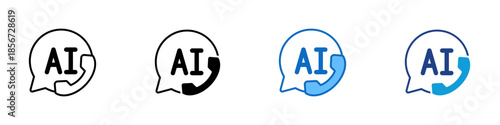 AI Call Multiple Style Icon Design Vector - AI powered communication interface for voice calls, virtual assistance, and automated conversations