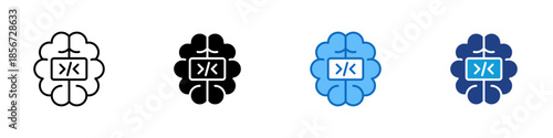 AI Coding Multiple Style Icon Design Vector - Artificial intelligence supporting programming, code analysis, and automated software development tasks