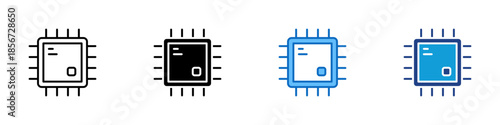 AI Processor Multiple Style Icon Design Vector - Microchip symbol representing artificial intelligence processing and advanced computing systems