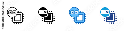AI Validation Multiple Style Icon Design Vector - Artificial intelligence system verifying data and processes through automated checking and confirmation